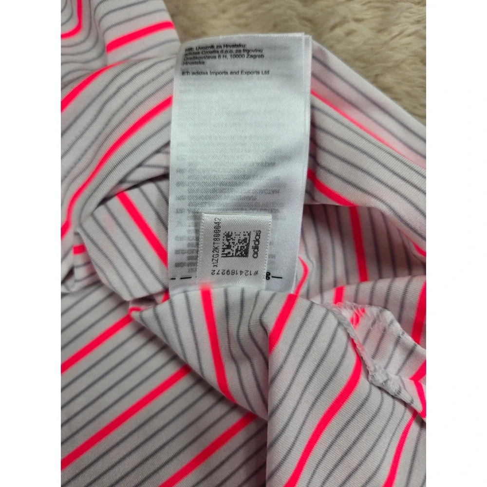 Berkshire Country Club Adidas Golf Polo Mens Medium Gray Pink Stripe Performance